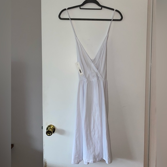 NWT LAISHEN White Spaghetti Strap Summer Wrap Pockets Sundress Dress - Picture 6 of 11